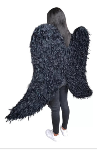 Alas De Angel Con Plumas Negras 100 Cms