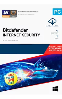 Bitdefender Internet Security 1 Año |1 Pc| Entrega Inmediata