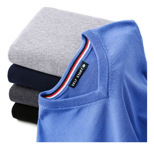 Suéter Hombre De Punto Moda Casual Cuello En V 100% Algodón