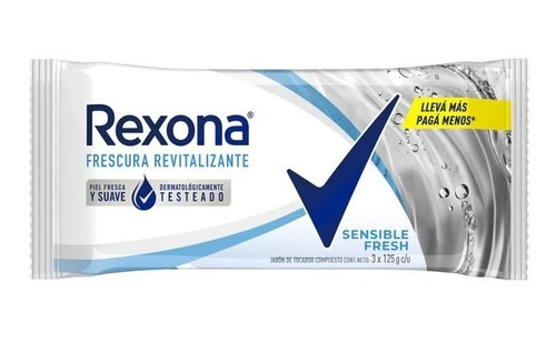 Jabón Tocador En Barra Sensible Fresh Rexona 3 X 125 Gr