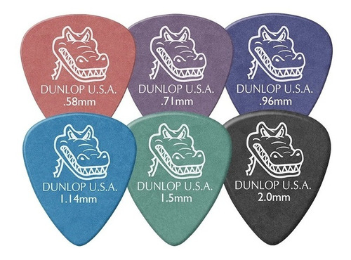 Dunlop Tortex Gator Grip Pack 6 Uñetas .58mm A 2.0mm