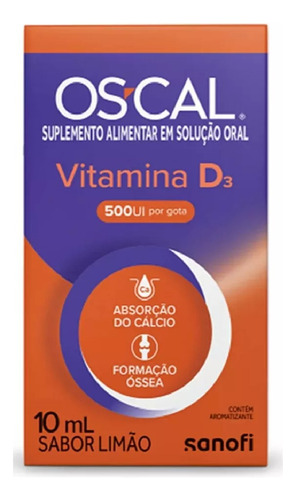Vitamina D3 500 Ui Oscal Os Cal Líquida Gotas Sabor Limão