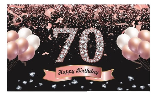Pancarta De Feliz Cumpleaños 70 Rose Gold 5.9 X 3.6 Pies