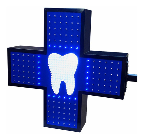 Cartel Cruz Led Odontólogo 60x60, Doble Faz, Multiefectos