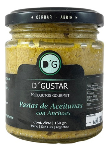 Pastas De Aceitunas Verdes Con Anchoas 160 Grs Dgustar