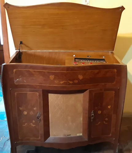 comprar Antiguo Tocacadiscos Radio 40 \u002F50 Con Mueble Guarda Discos