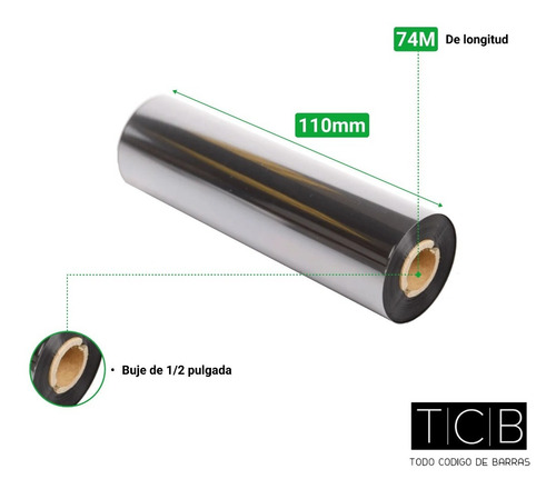 Imagen 3 de 5 de Pack 10 Rollos Ribbon Cera 110x74 Sato Tsc Zebra Datamax