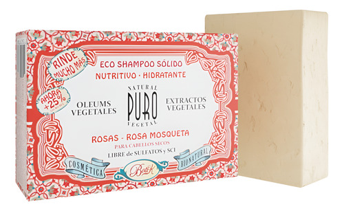 Shampoo Sólido Rosas Rosa Mosqueta 100g Sin Sulfatos