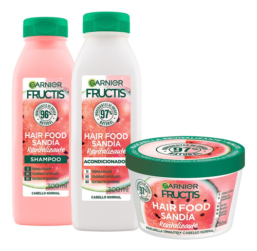 Kit Garnier Fructis Hairfood Sandía Rutina Completa 950 Ml