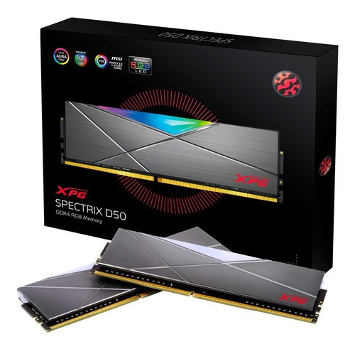 Memoria RAM Spectrix D50 gamer color tungsten grey 16GB 2 XPG AX4U360038G18A-DT50