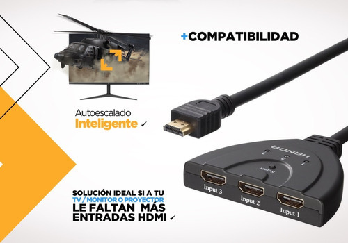 Switch Hdmi 3x1 Splitter Selector 1x3 Hd Ps Dvd Tv Pc 1080p
