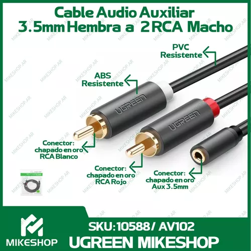 Cable RCA a MINIPLUG 3.5MM Auxiliar