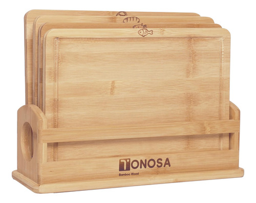 Set De Tablas De Cortar De BambĂș Con Soporte, Set De Tablas