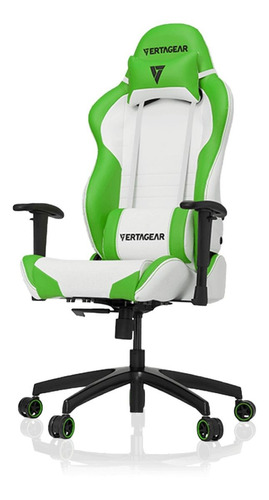 Silla de escritorio Vertagear SL2000 VG-SL2000 gamer ergonómica  blanca y verde con tapizado de cuero sintético