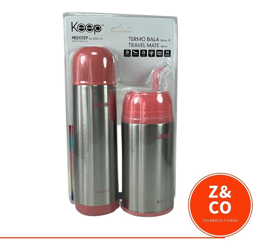 Set Termo Bala Keep Acero Inox Mate C/ Bombilla  500ml