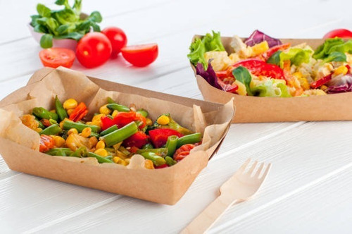 Imagen 3 de 5 de Bandejas Food Truck Biodegradable Grande 18x14x5 X600u