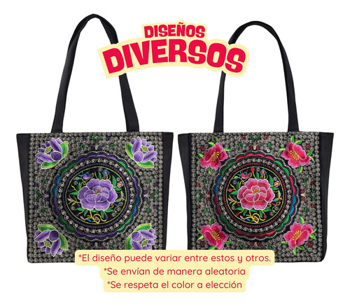Bolsa Bordada Grande Tote Bag Artesanal Flores, Dama Mujer
