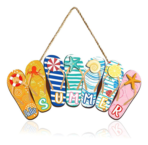 Chanclas Hello Summer Sign De 16 Pulgadas Piscina, Play...