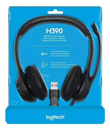 Audífono Logitech H390 On-ear Alámbricos Usb Negro