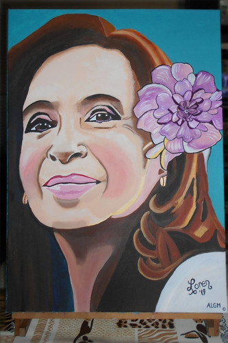Imagen 1 de 1 de Cuadro Cristina Fernandez De Kirchner Pintado A Mano 50x70