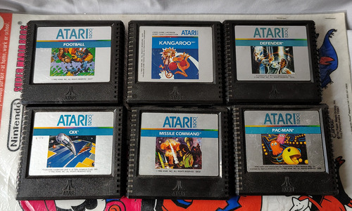 6 Video Juegos Atari 5200,qix,pacman,kangaroo,defender. (Usado)