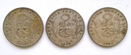 Peru Lima 1/2 Sol Plata Lote 3 Monedas 1927 1928 1935 Km 216