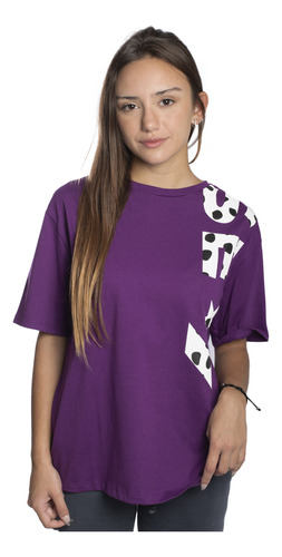 Remera Converse Cons Cheetah Boxy Textil Mujer Moda Violeta