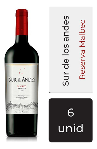 Vino Sur De Los Andes Reserva Malbec X750cc Caja X6