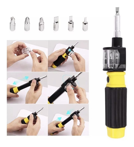 Set De Herramienta Destornillador Bit 360 Grados 6 En 1