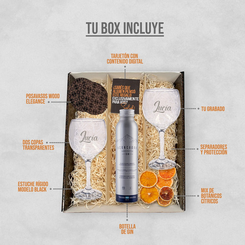 Experiencia Box Gin Aconcagua Metal + 2 Copas Grabadas