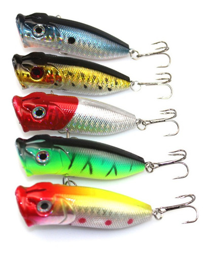 Señuelo Pesca Duro Superficie Popper 7.3cm 11gr Carnada X 5