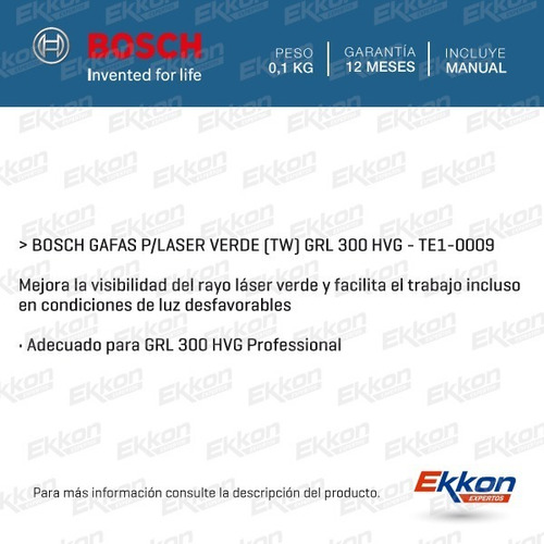 Imagen 2 de 8 de Lentes Gafas Anteojos Para Nivel Laser Bosch Verdes