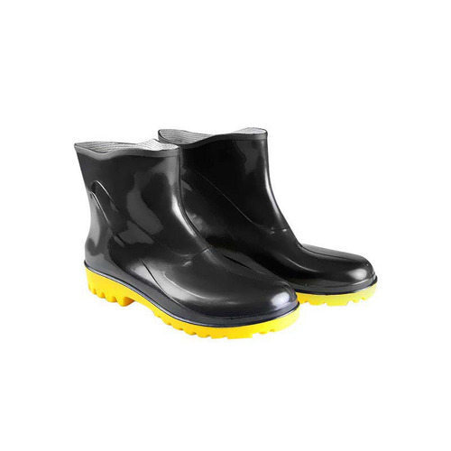 Bota Pvc Imperm Preta Sola Amarela Cano Curto Tam 34 Bracol