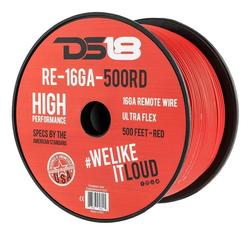 Bobina De Cable Ds18 #16 Remoto 500 Pies Rojo