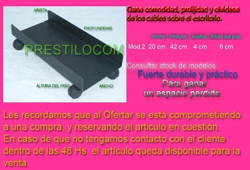 2 Carritos De Metal Computadora Pc Goma Antideslizante 20x42