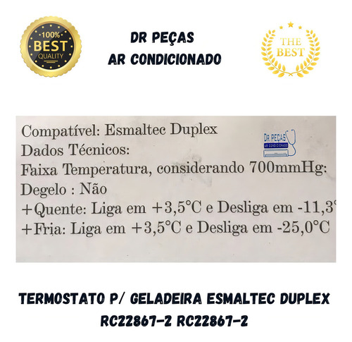 Termostato Controle De Temperatura Esmaltec Duple Rc22867-2