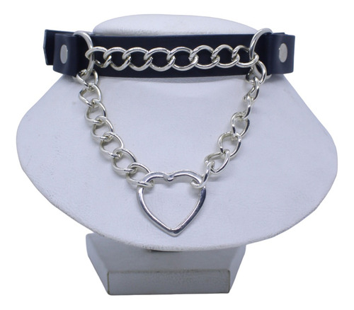 Choker Ring Argolla Corazon Collar Cuero Sintetico Aesthetic