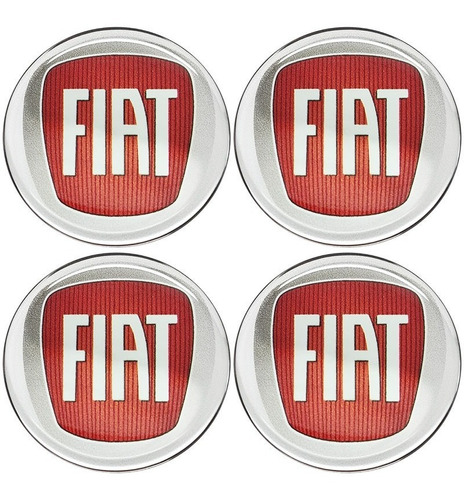 Emblema Adesivo Calota Fiat Vermelho Resinado - Kit 4 Unid