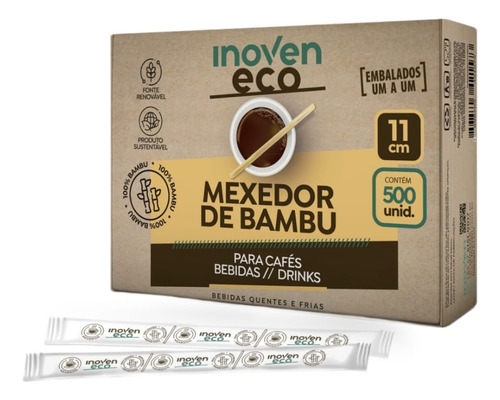 1000 Mexedores Palito De Bambu Eco Café Bebida 11cm
