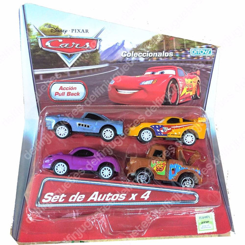 Cars Set X 4 Rayo Mc Queen + 3 Autos Original Disney Ditoy's