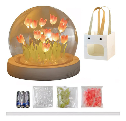 Lámpara Led De Noche Flor Del Tulipán Diy Regalo Mujer