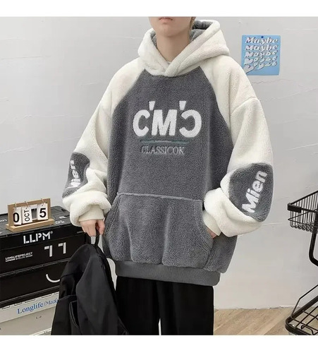 Sudadera De Forro Polar Con Capucha Y Bloques De Color Para