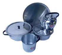 Comprar Set Cacerolas Aluminio 2 Cacerolas + Pava Jarro Y Pizzera