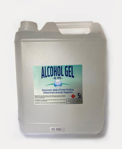 Alcohol Gel 5lts 70°- Certificado Isp
