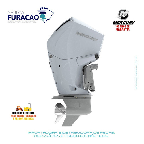 Motor De Popa Mercury 4 Tempos 300hp Cxl V8 Dts Branco