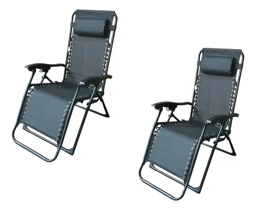comprar Kit X 2 Reposera Gravitacional Zero Plegable Almohada Jardin