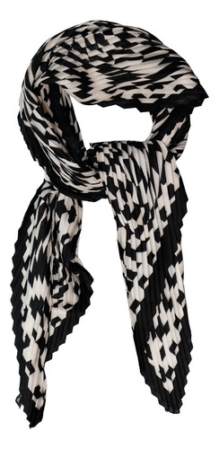 Mascada Mujer Pañoleta Estampada Plisada Negro 70 X 70cm Negro Plisado Unitalla