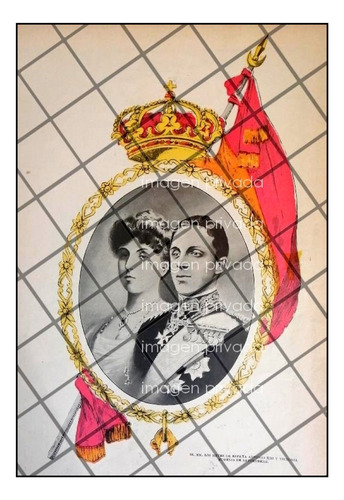 Afiche Antiguo 1906 Boda Real En España, Alfonso 13