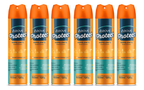 Repelente De Insetos Above Protect 150ml Contra Dengue 6 Un