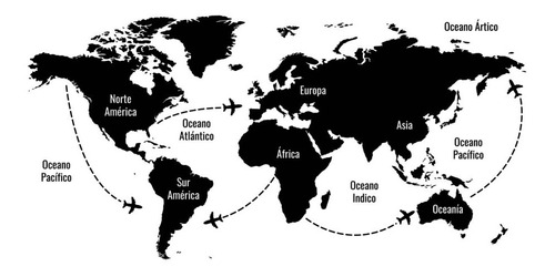 Vinilo Decorativo Adhesivo Mapa Del Mundo Mapa Mundi